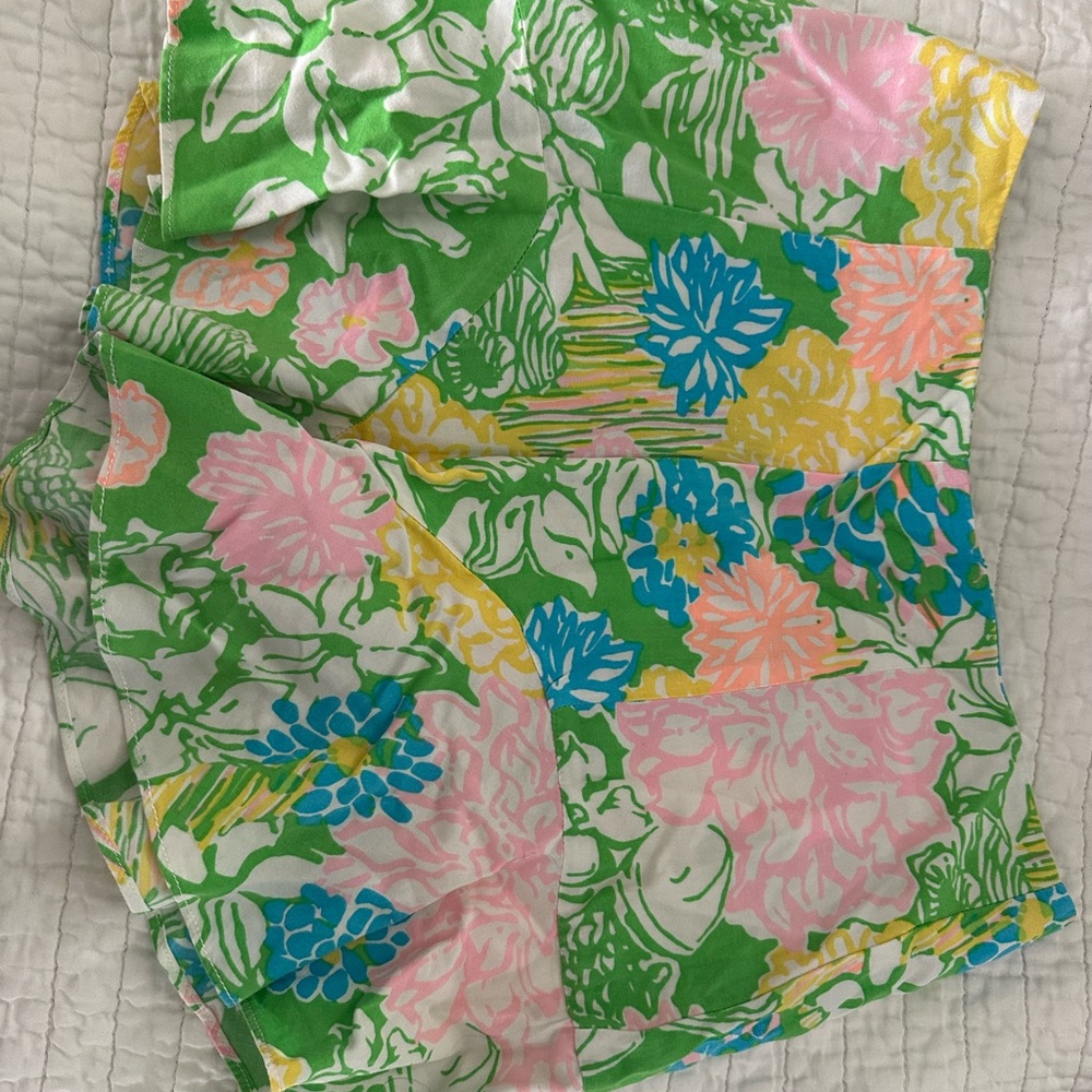 Lilly Pulitzer High Waist Floral Shorts - Green, Blue, Pink, Yellow
